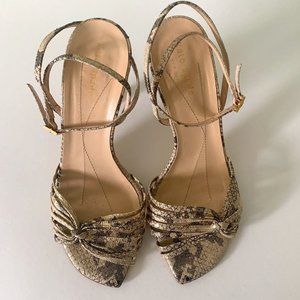 Kate Spade Gold Snake Strappy Ankle Wrap Heels Size 7.5
